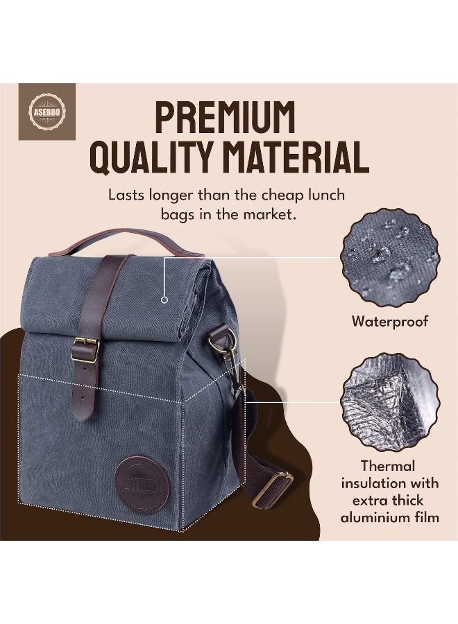 ASEBBO Insulated Lunch Bag for Women & Men (Grey) - Image 2